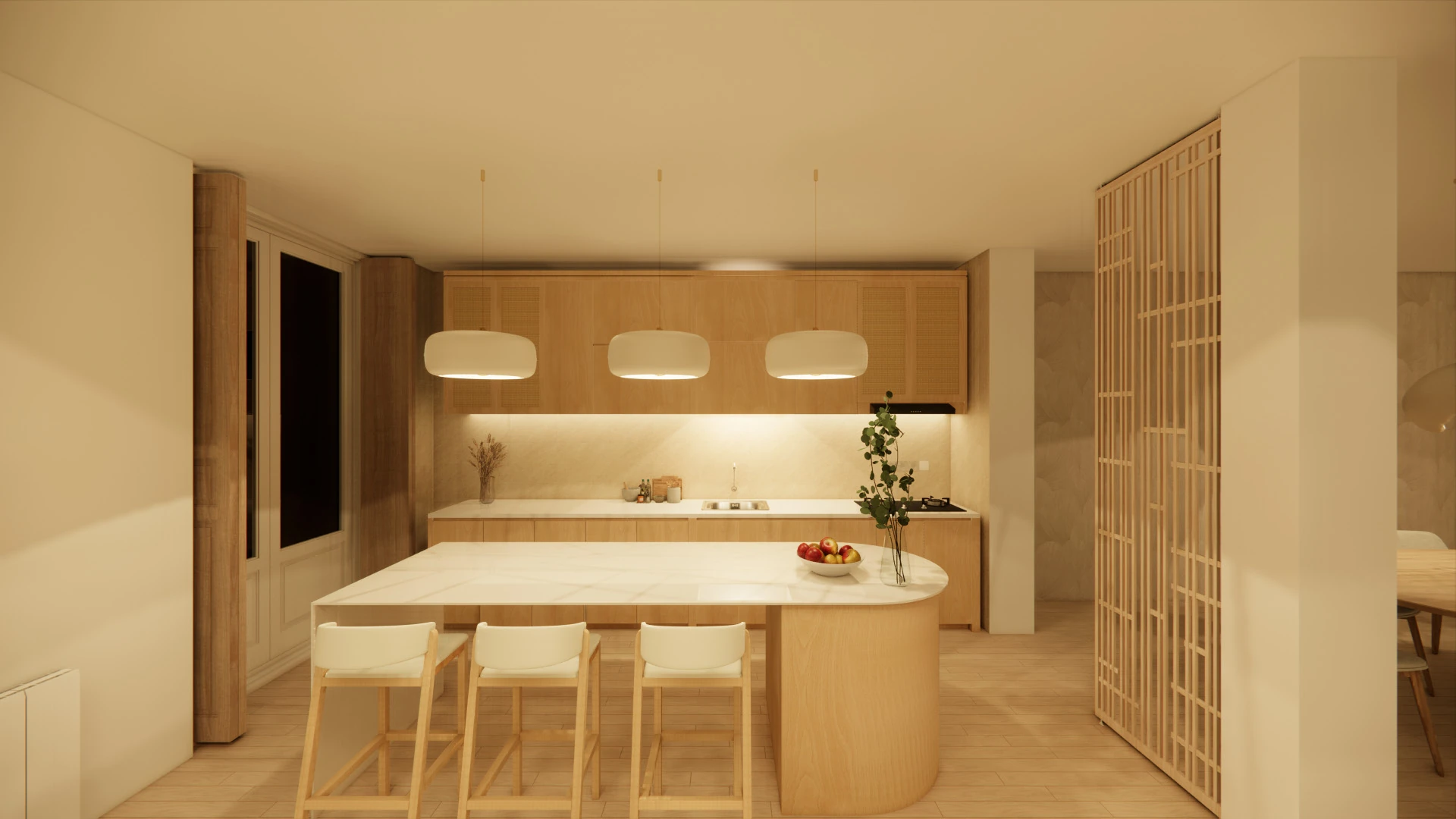 Render original de la cocina de Recoletos