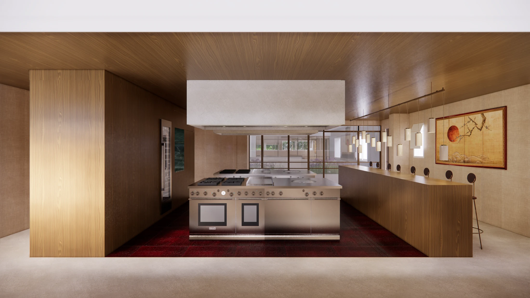 Render original de la cocina del proyecto